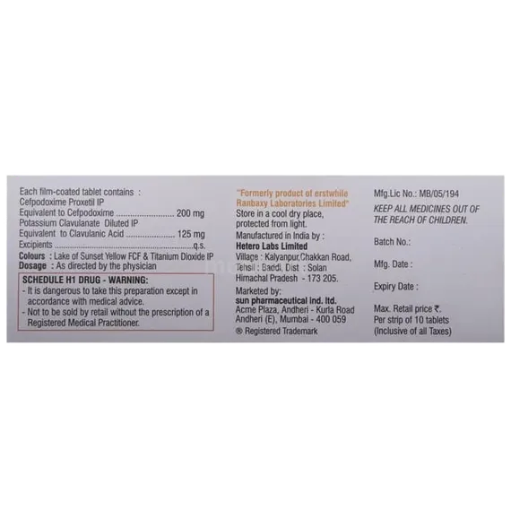 cepodem xp 325mg tablet 10's